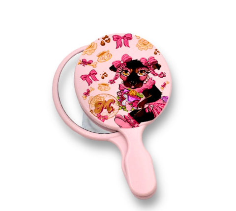 Hand held coquette mirror